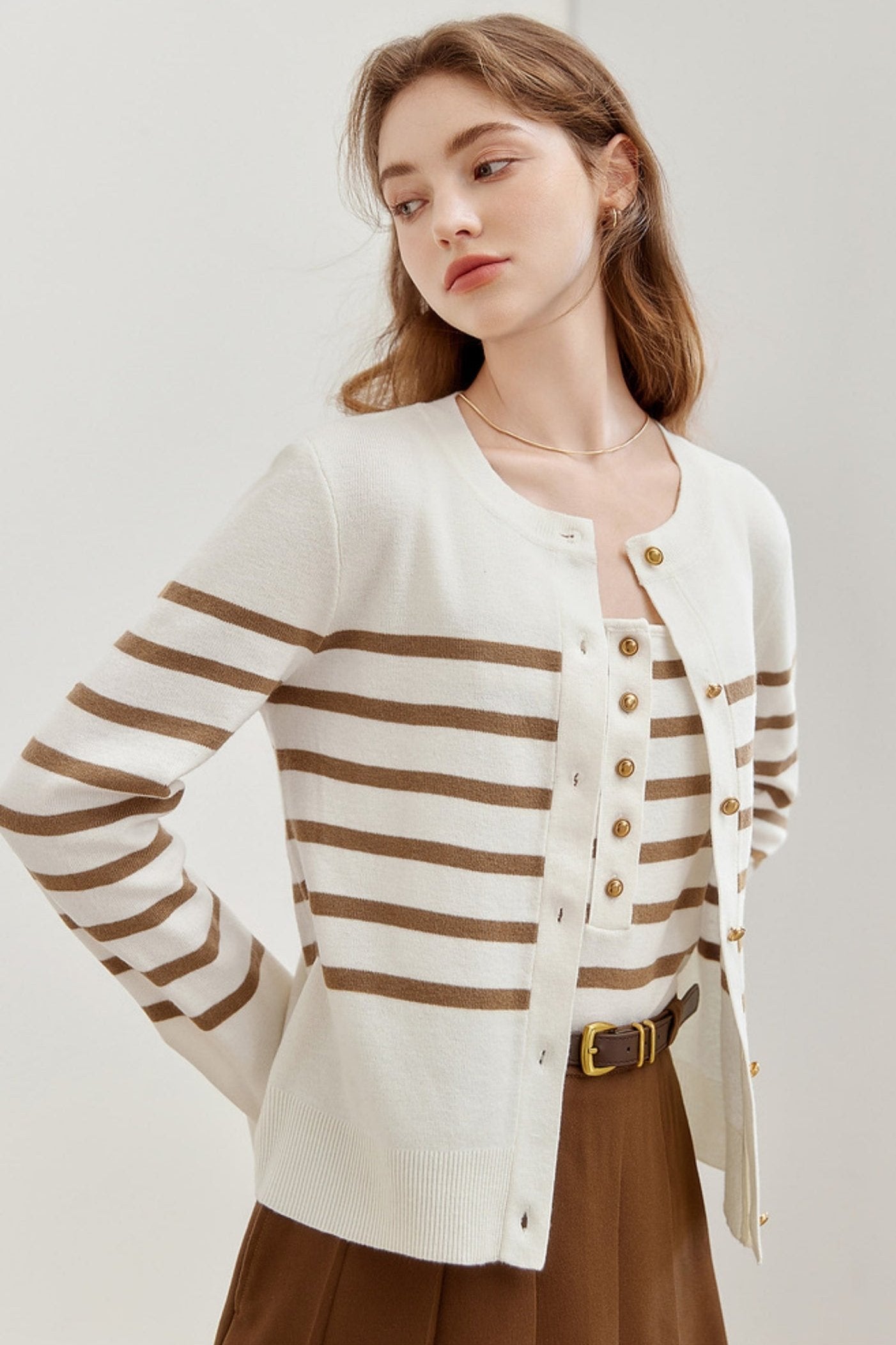 Striped Wool Cardigan Set