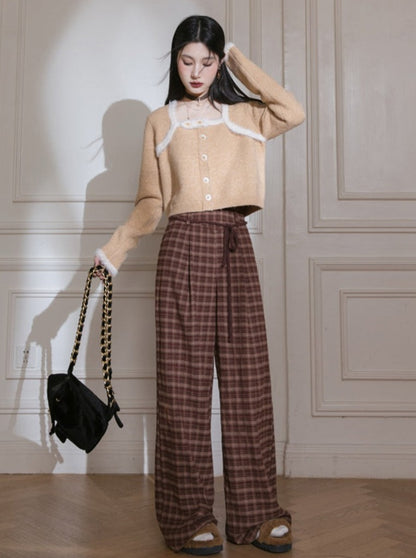 Checked wide-leg trousers