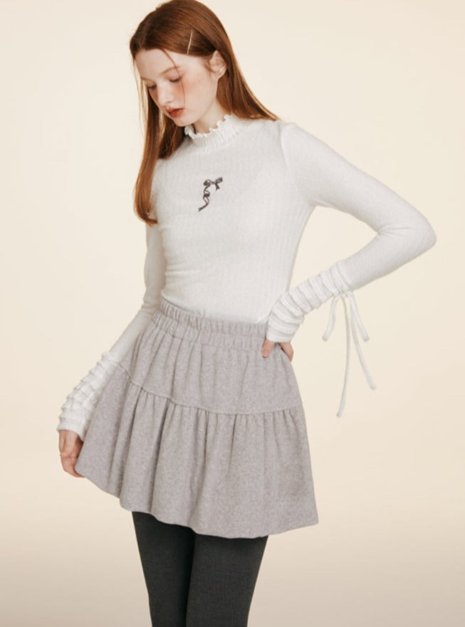 Hooded Cardigan Top A-Line Bud Skirt Set