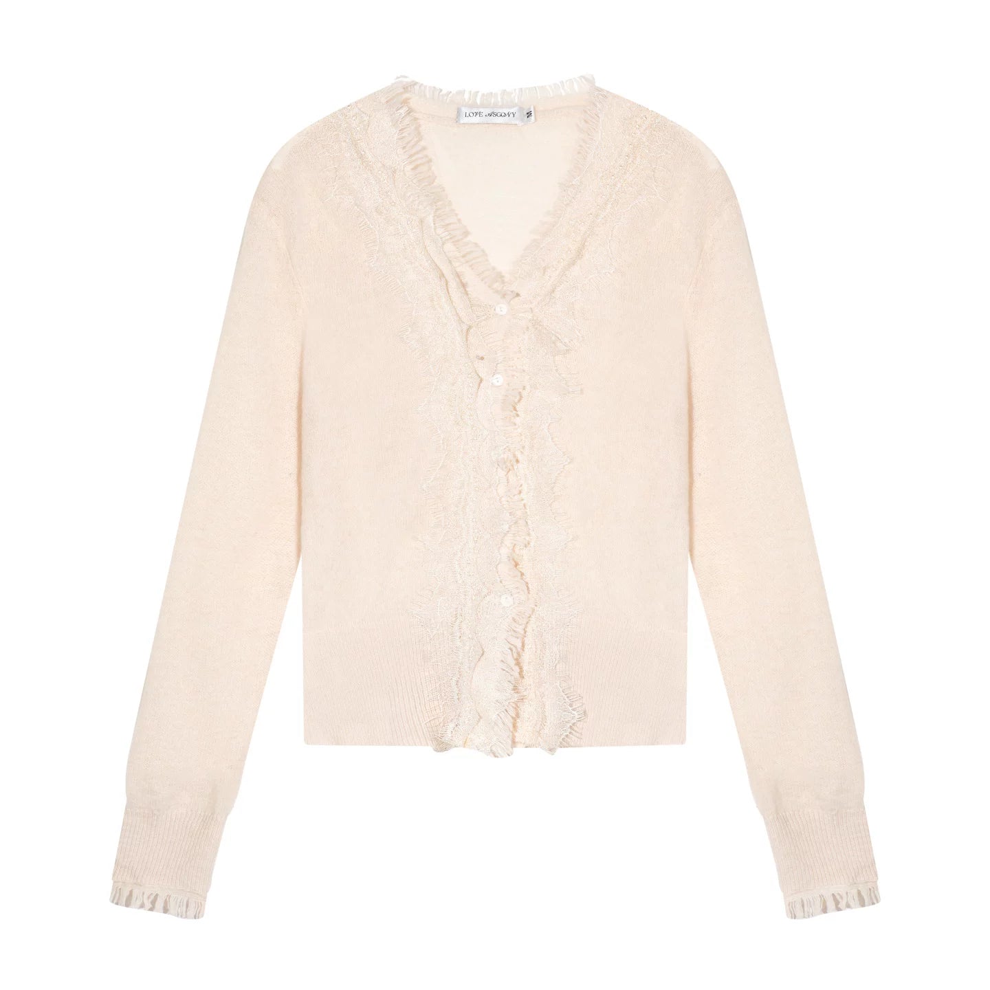 Wool Lace V-Neck Knit Top