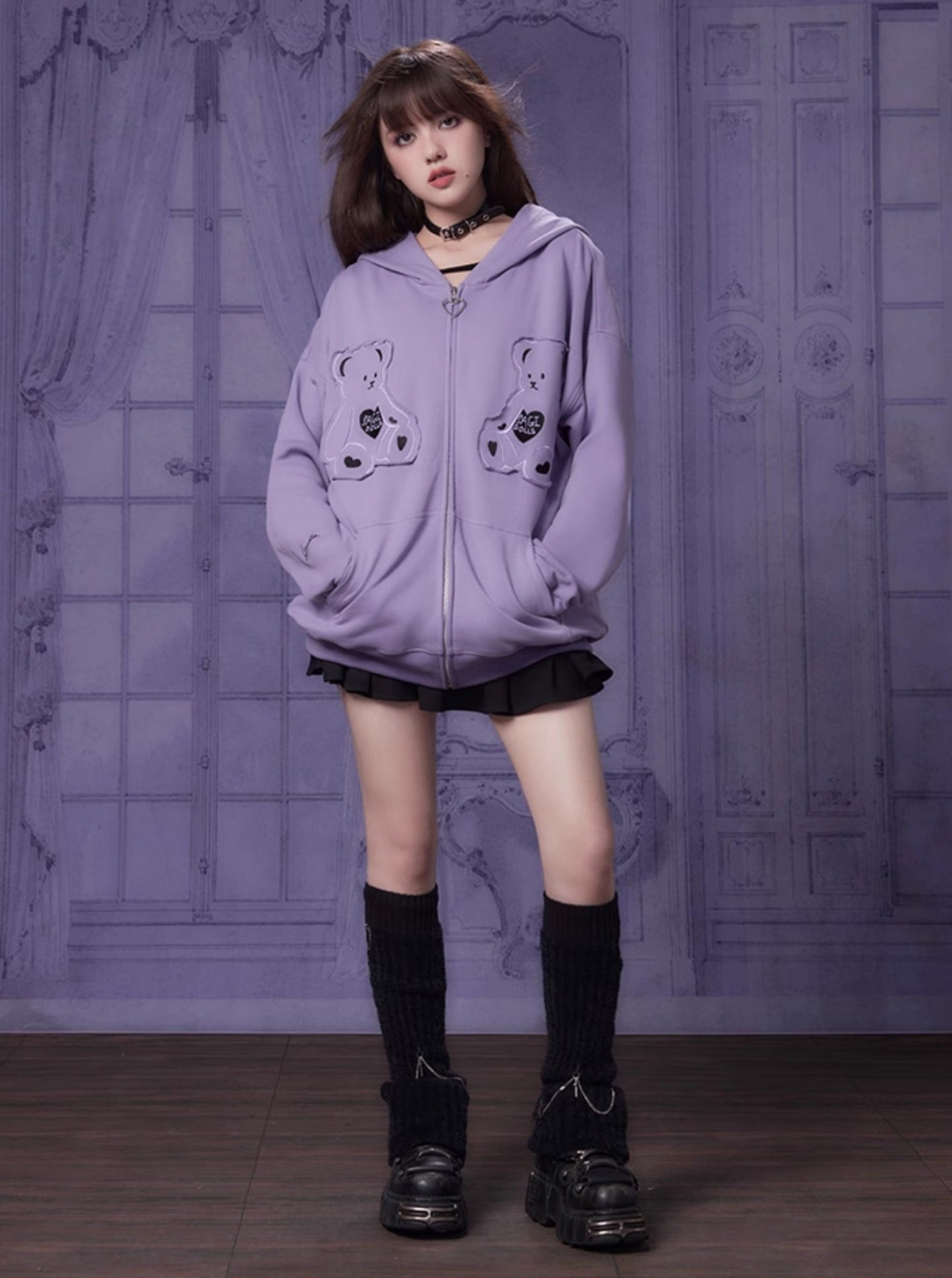 sweet purple bear sweats jacket