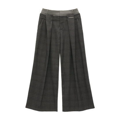 Double Waisted Plaid Straight Pants