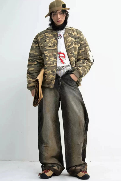 Vintage Distressed Camouflage Trousers