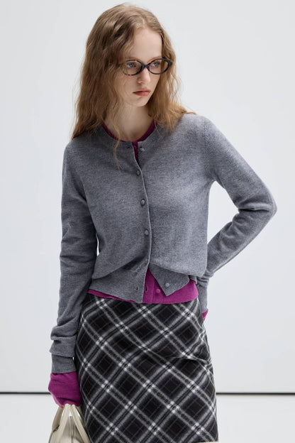 [100% of sheep's wool] VEGA CHANG Grey Knitwear Women's Pre-Fall 2024 New Simple Commuter Top