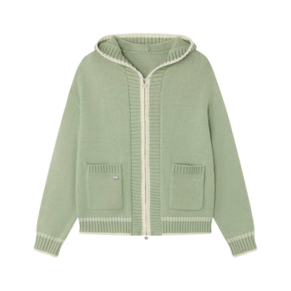 Velvet Snow Hooded Cardigan