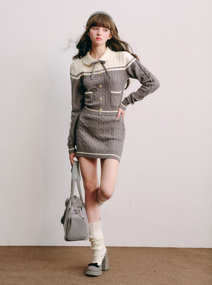 Knitwear Skirt And Jacket Set