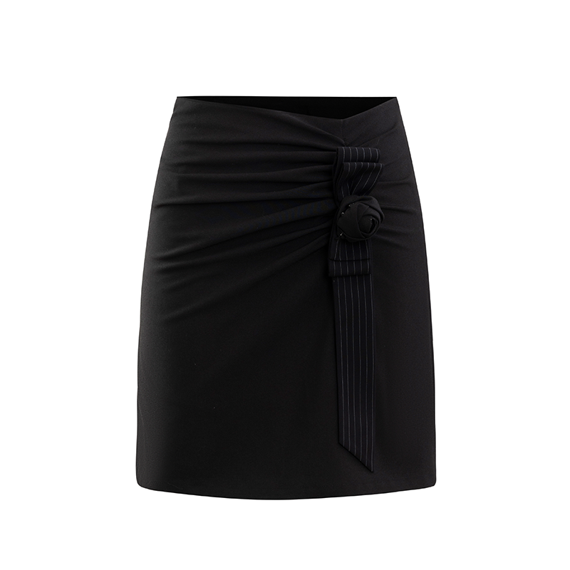 Black Rose Drape Hip Skirt