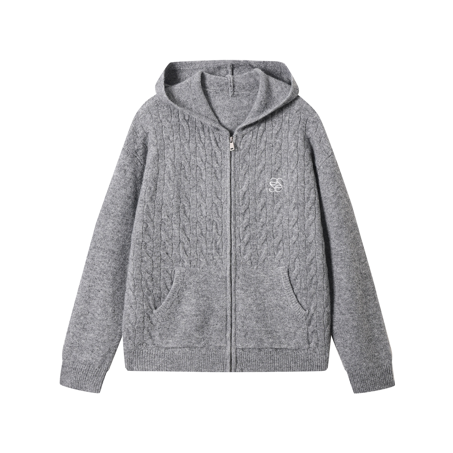 Hooded Sweatshirt Embroidered Cardigan Coat