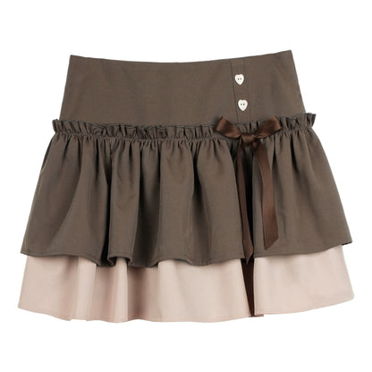 Sweet Brown Pleated Skirt