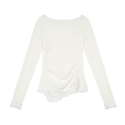 Spitzen-Patchwork-Taillierte Bluse