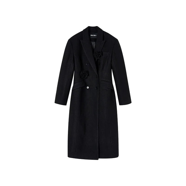 Rose collar woolen coat