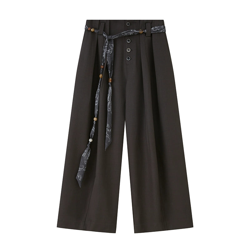 Button Pleated Winter Pants