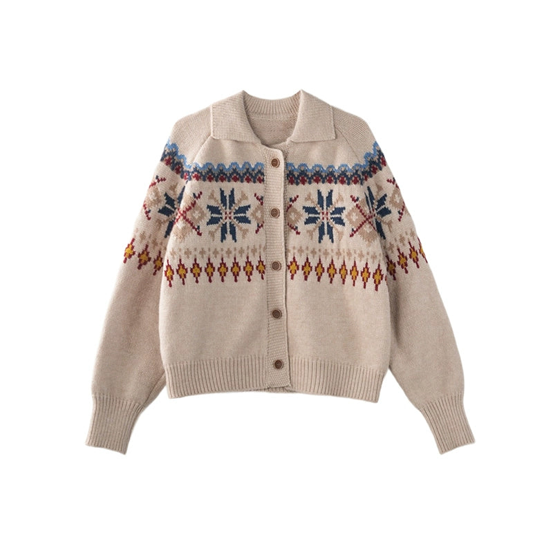 Preppy Lapel Fair Isle Sweater