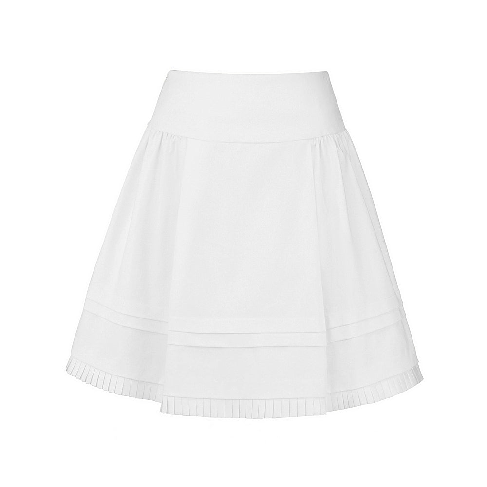Glossy Pleated Puffy A-Line Skirt