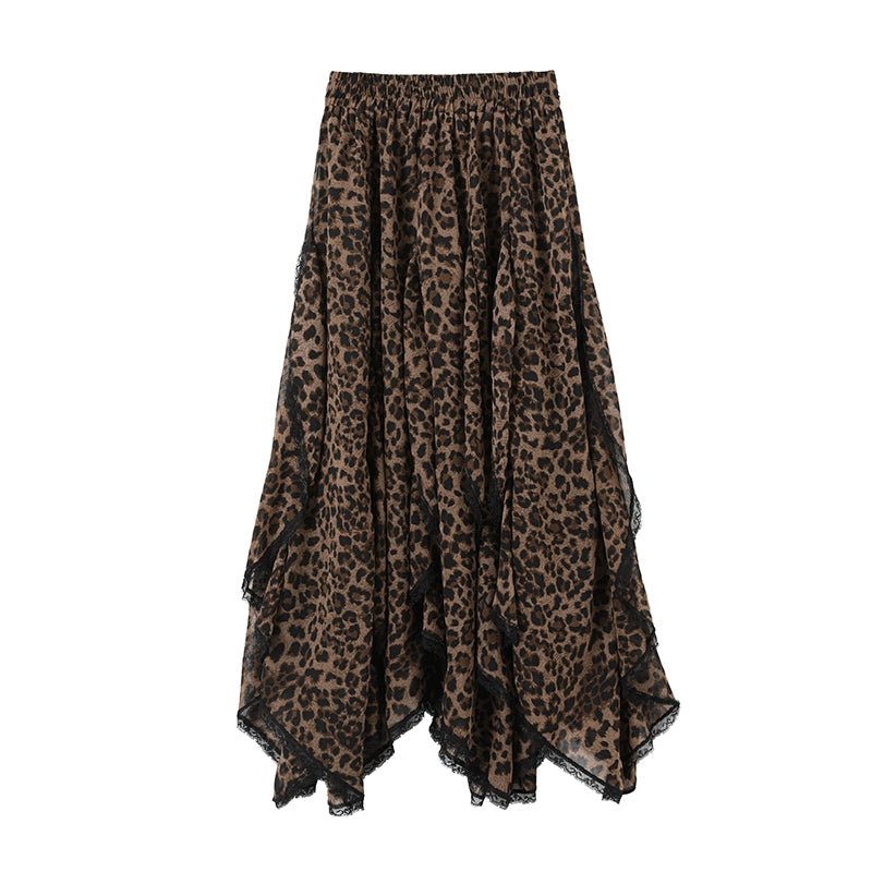 Brown Suede Fur Jacket and Leopard Skirt Set-Up