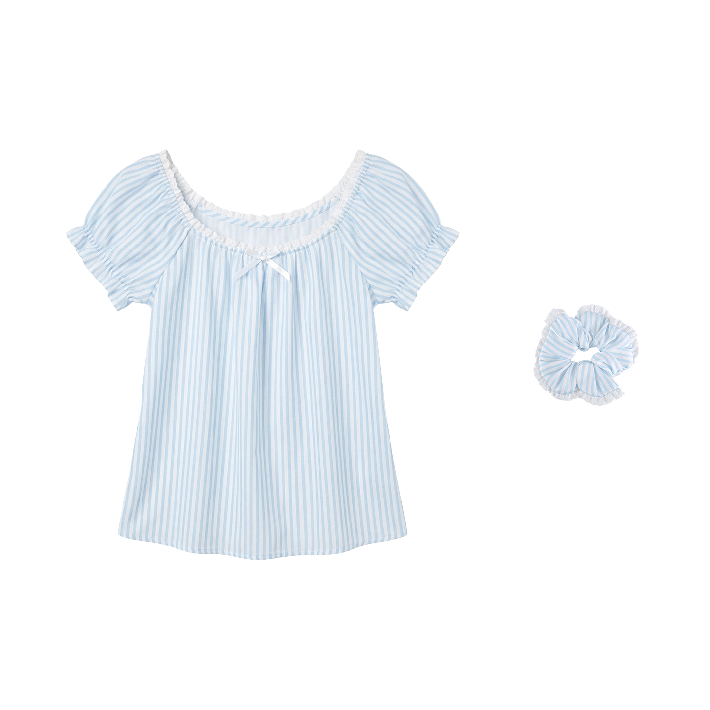 Satin Striped Puff Sleeve Top