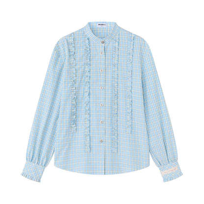 Gewebtes, geschwungenes Rüschenhemd