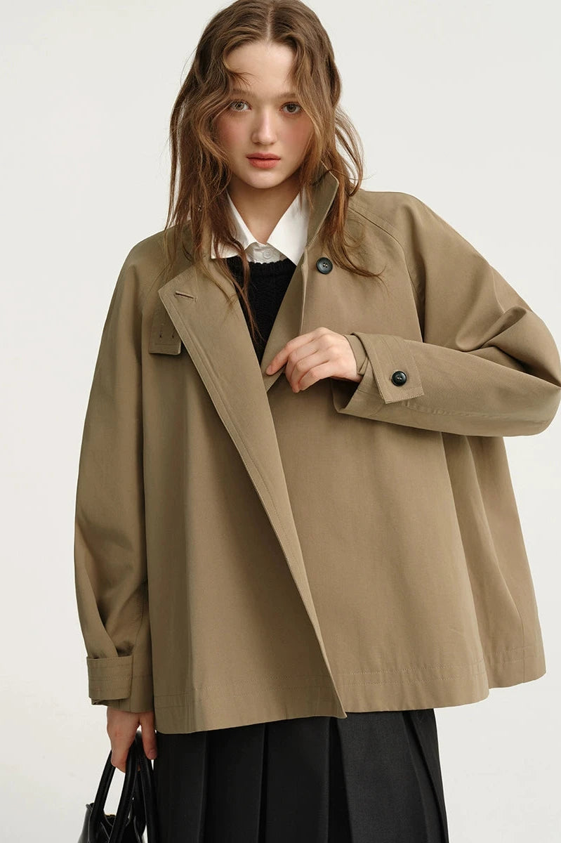 Short Stand-Up Collar Trench Coat