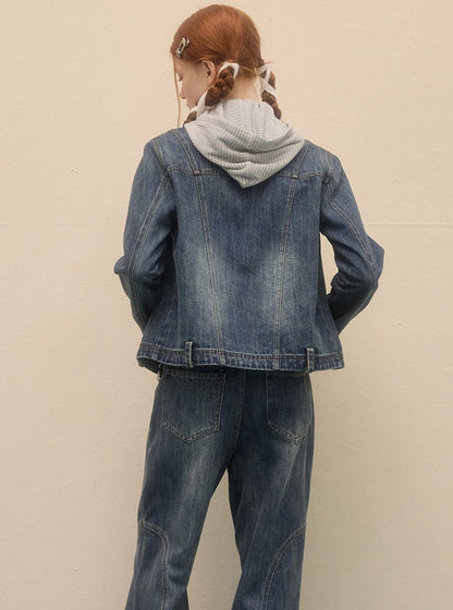 Lässige vielseitige Vintage -Denimjacke