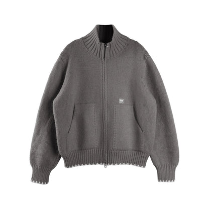 Candy-Colored Double-Zip Knitted Jacket