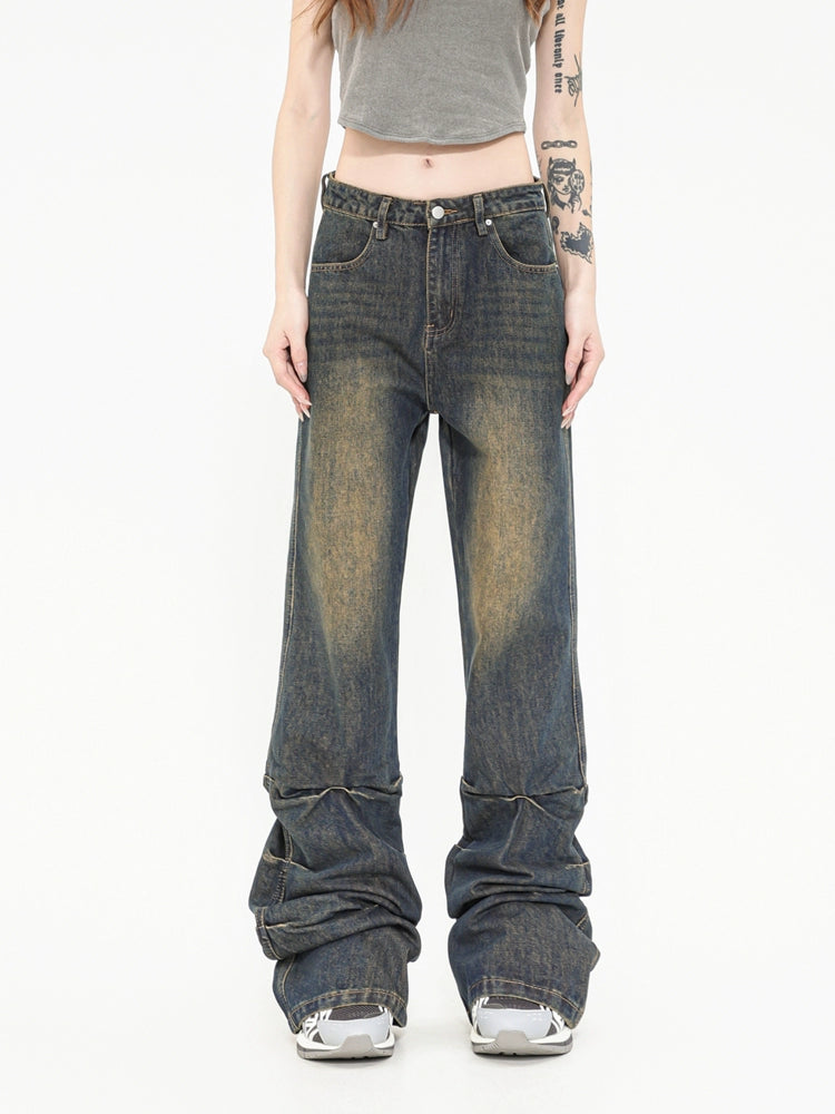 Niche Design Flared Jeans Pants