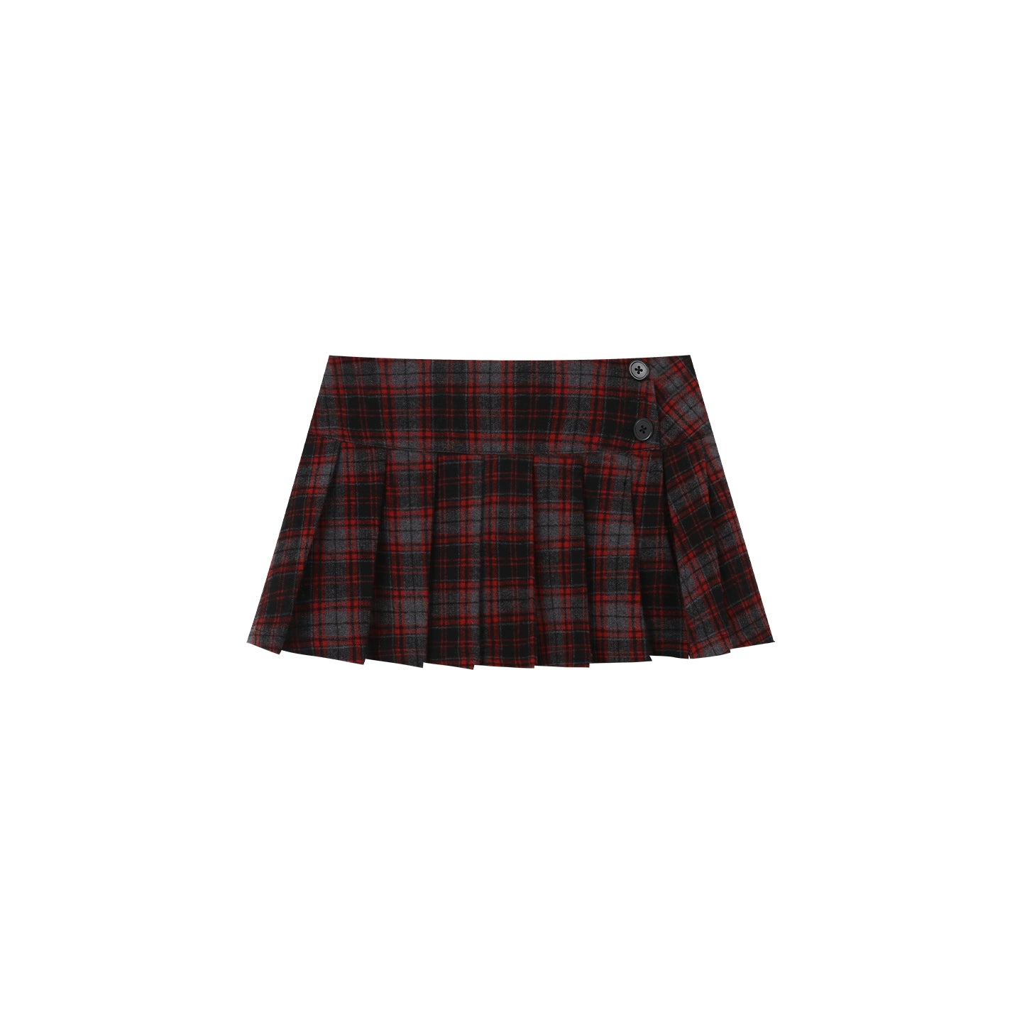 Plaid Wool Pleated Skirt