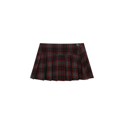 Plaid Wool Pleated Skirt
