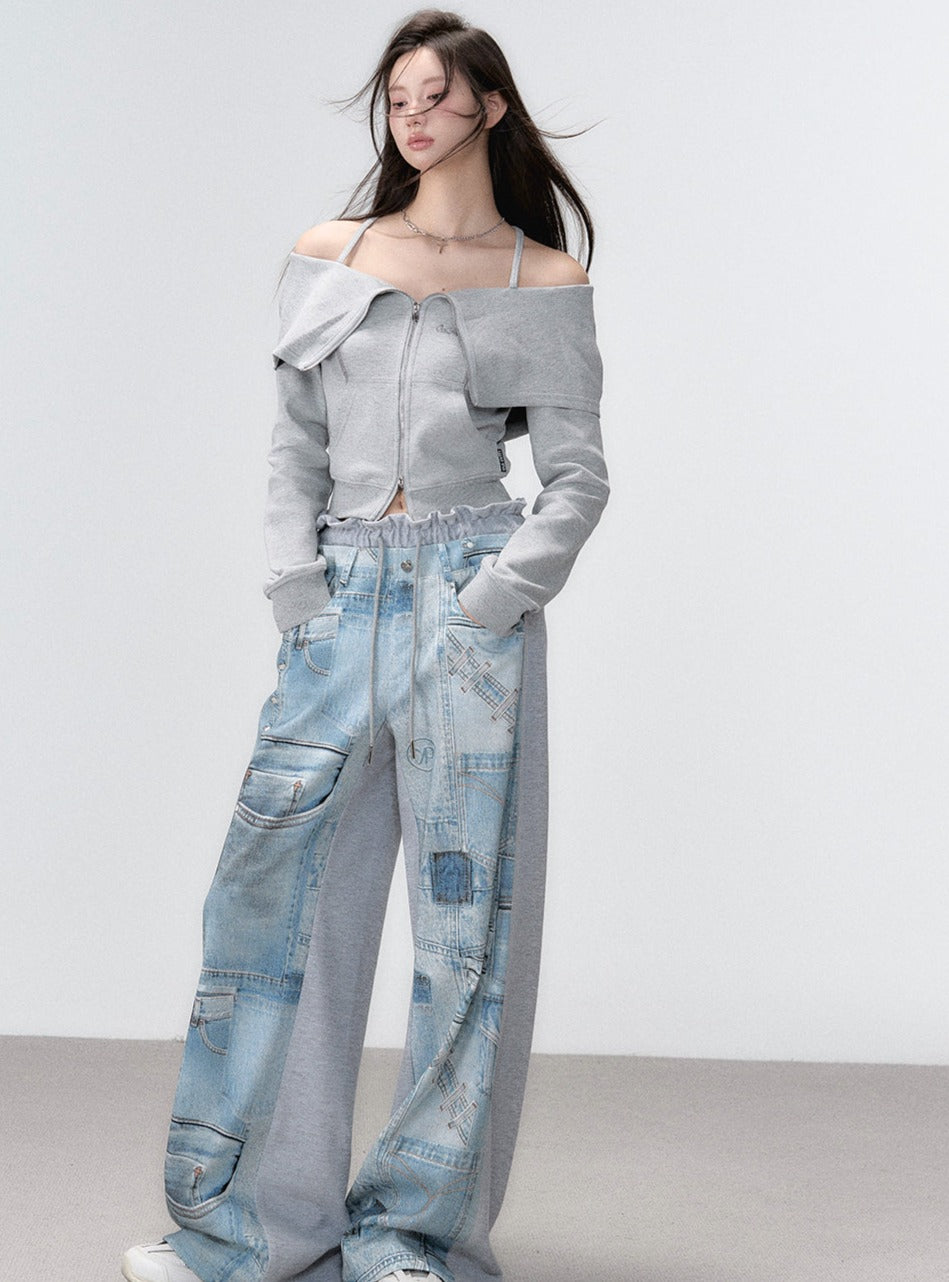 Straight-leg loose denim Trousers