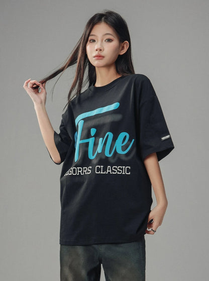 Retro Foam Print Crew Neck T-Shirt