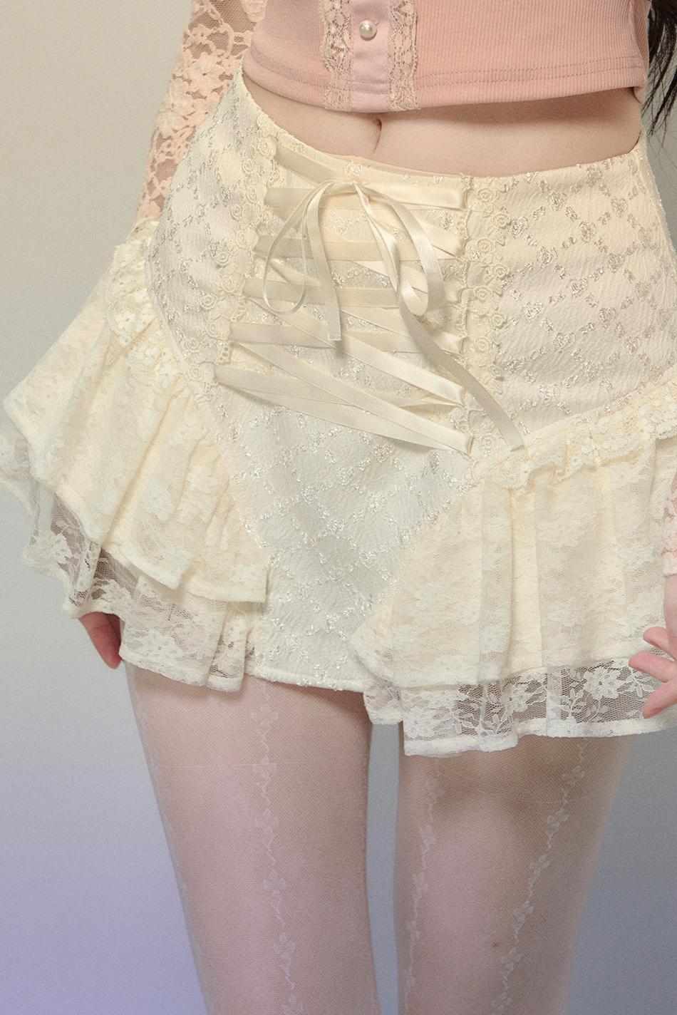 Ballet Aesthetics Irregular Lace Skirt