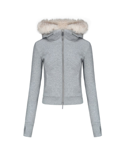 Fur Collar Slim Cotton Hooded Jacket