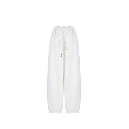 White Drapey Wide-Leg Pants