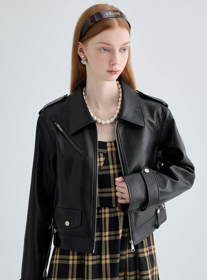 British leather short coat