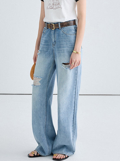 Summer Retro Washed Ripped Jeans