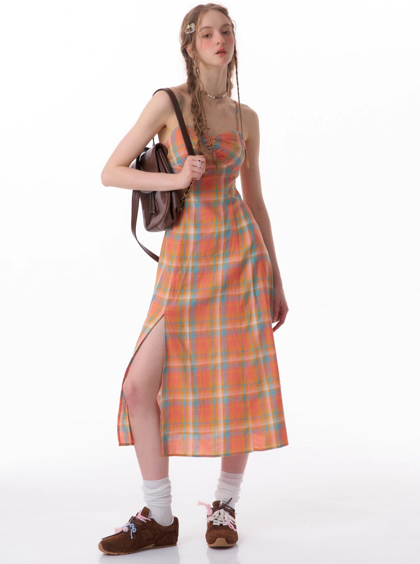 American Orange Plaid Kleid