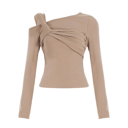 Asymmetrical Off-Shoulder Knitted Top