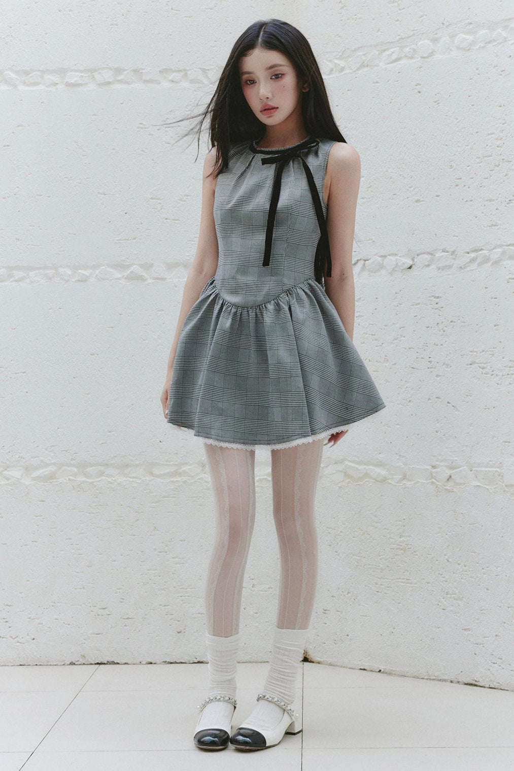 Premium Gray HoundStooth Vest Dress