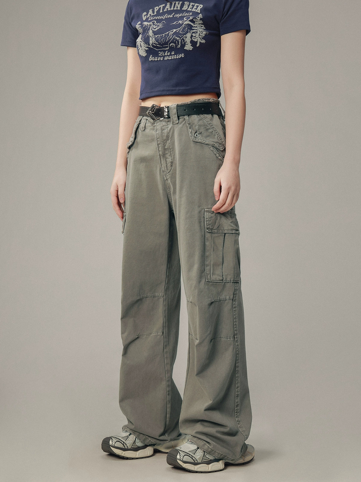 Gray Vintage Design Cargo Pants