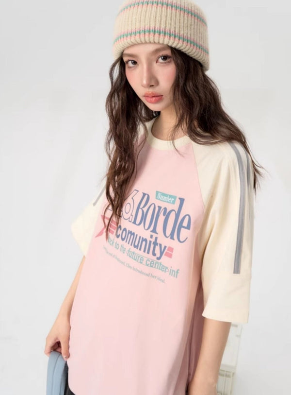 Loose Star Typography Raglan Shirt