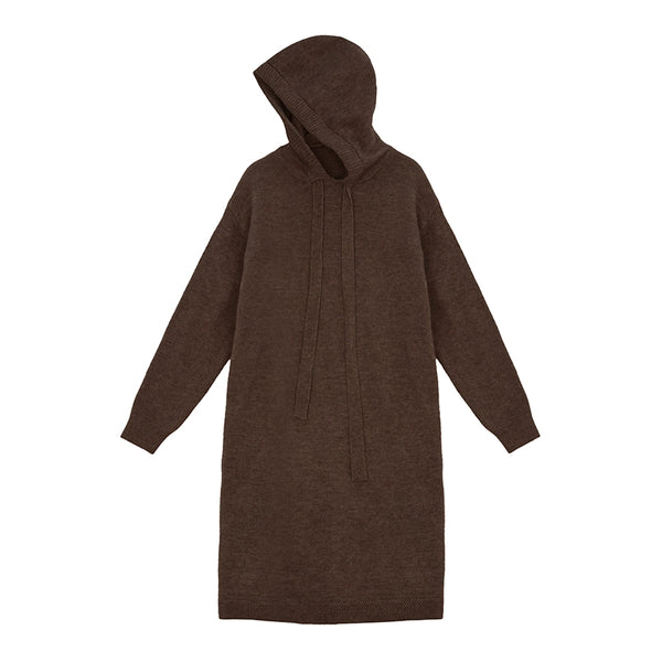 Hooded long knitted dress