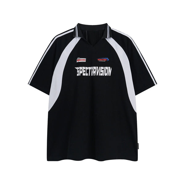 Retro Contrast Red Polo Top