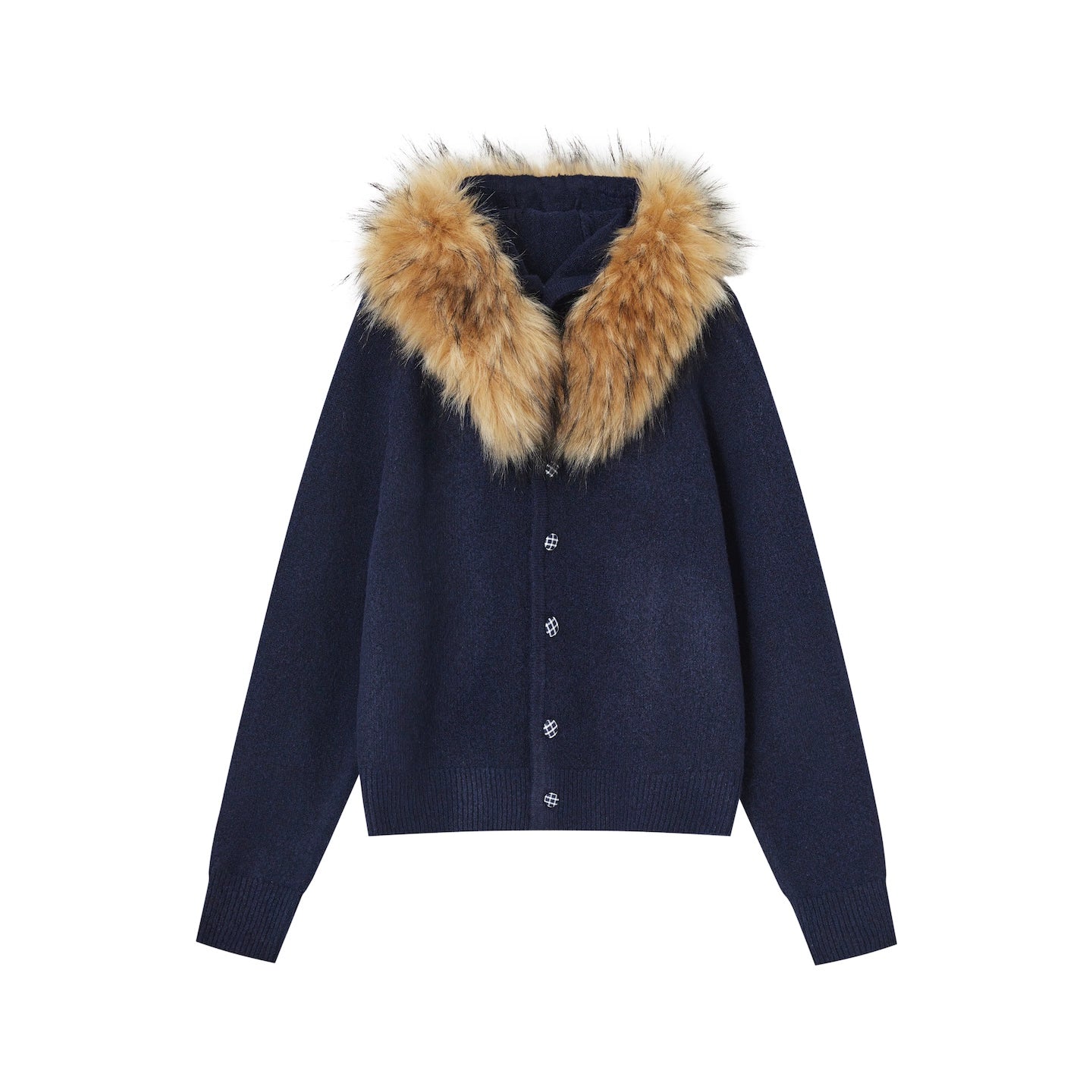 Detachable Fur Collar Cardigan