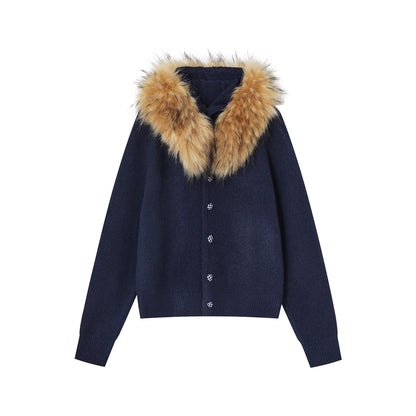 Detachable Fur Collar Cardigan