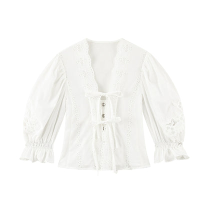 Bubble Sleeve Two Piece Cake Skirt Set-Up