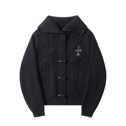 American Vintage Black Short Twist Knit Cardigan