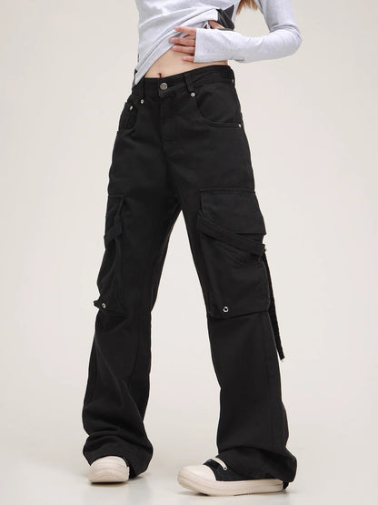 American High Street Streamers Black Cargo Pants