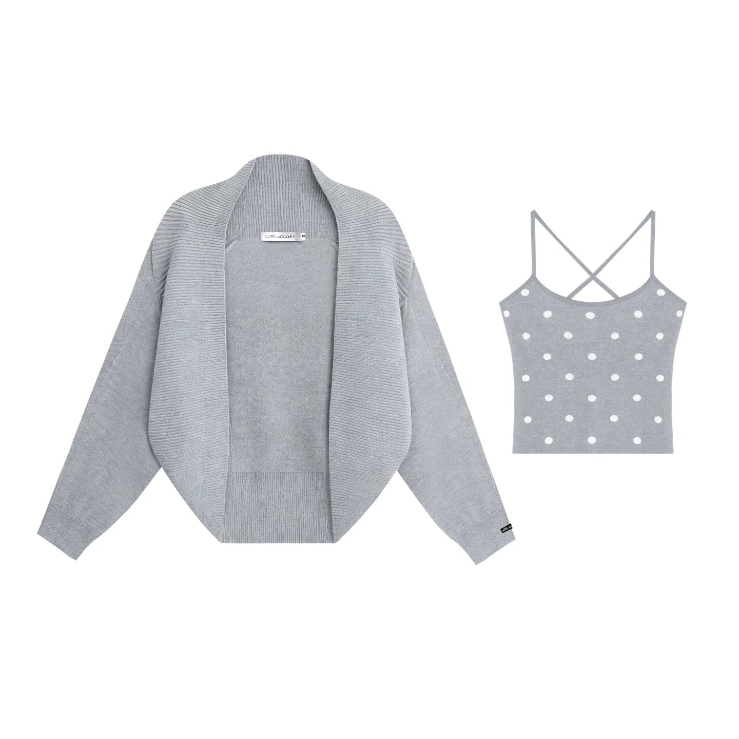 Lyocell Polka Dot Cardigan Camisole Set-Up