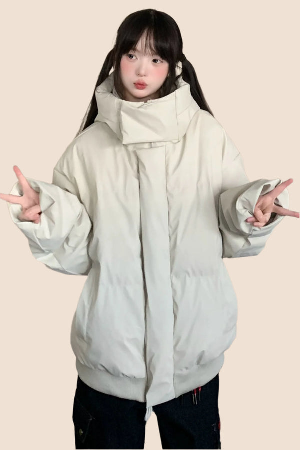 덕다운 스탠드 칼라 겨울 재킷 