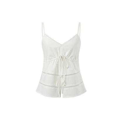 Bamboo Texture Suspender Pants Set-Up