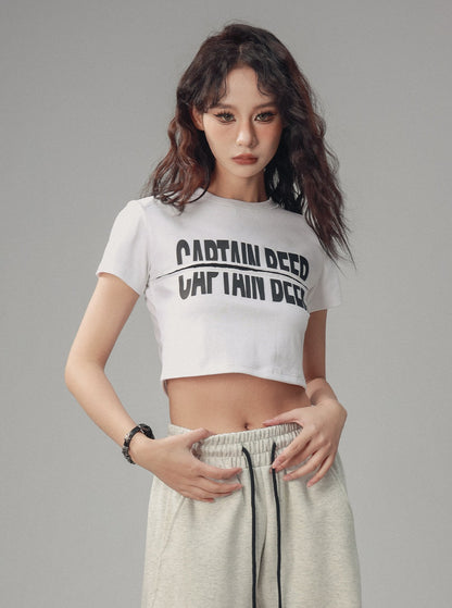 Slim Fit Crew Neck Short Sleeve Crop Top